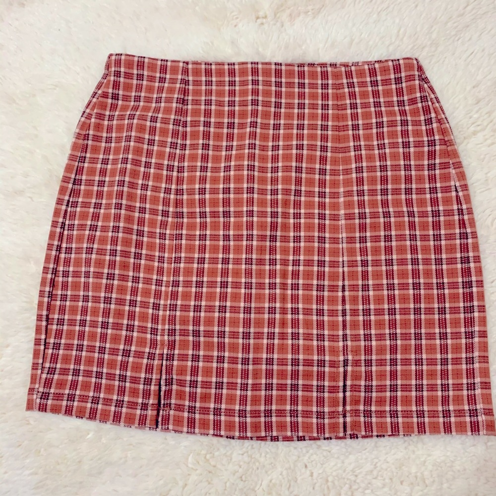 Orange Plaid Mini Skirt